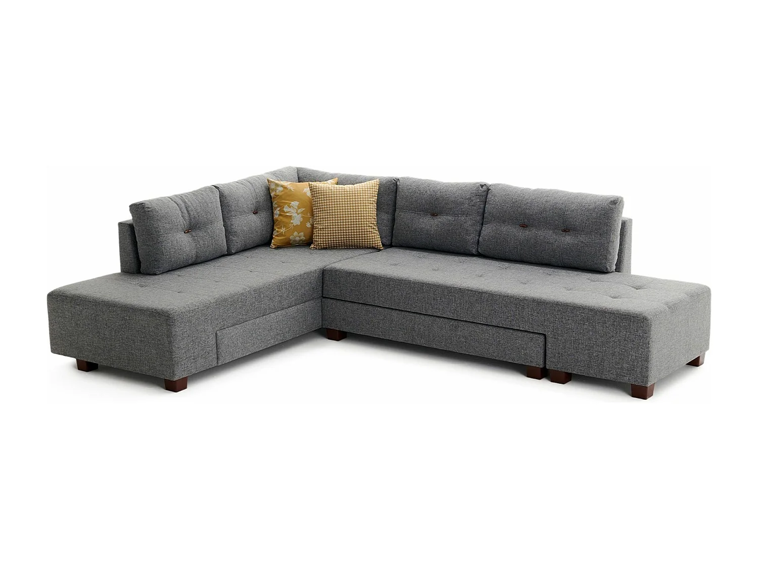 Canapé d'angle gauche convertible Rhodes Tissu Gris