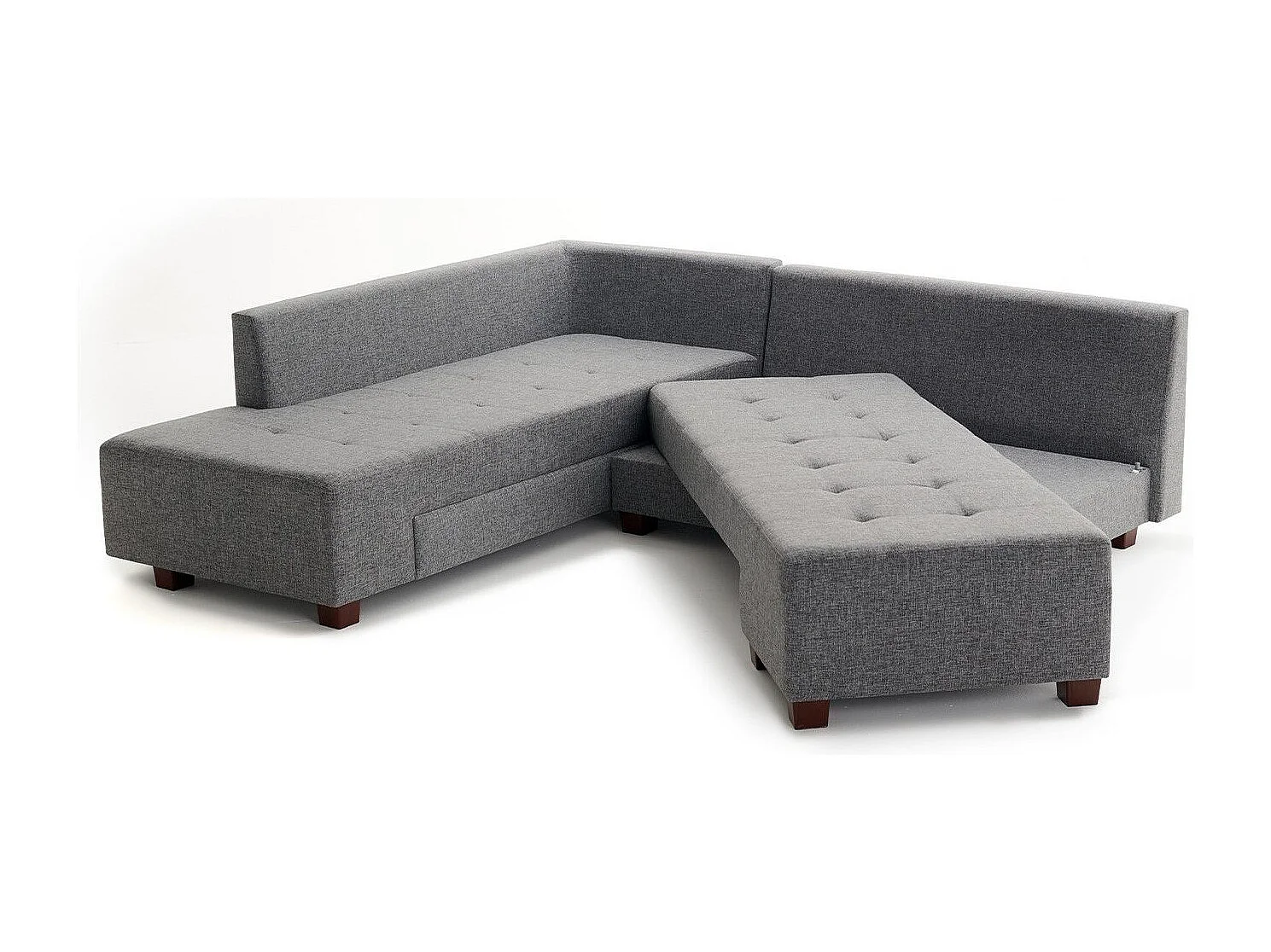 Canapé d'angle gauche convertible Rhodes Tissu Gris