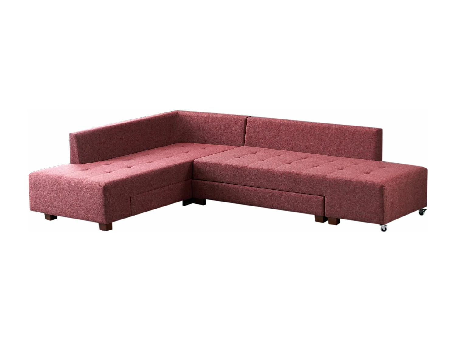 Canapé d'angle gauche convertible Rhodes Tissu Bordeaux