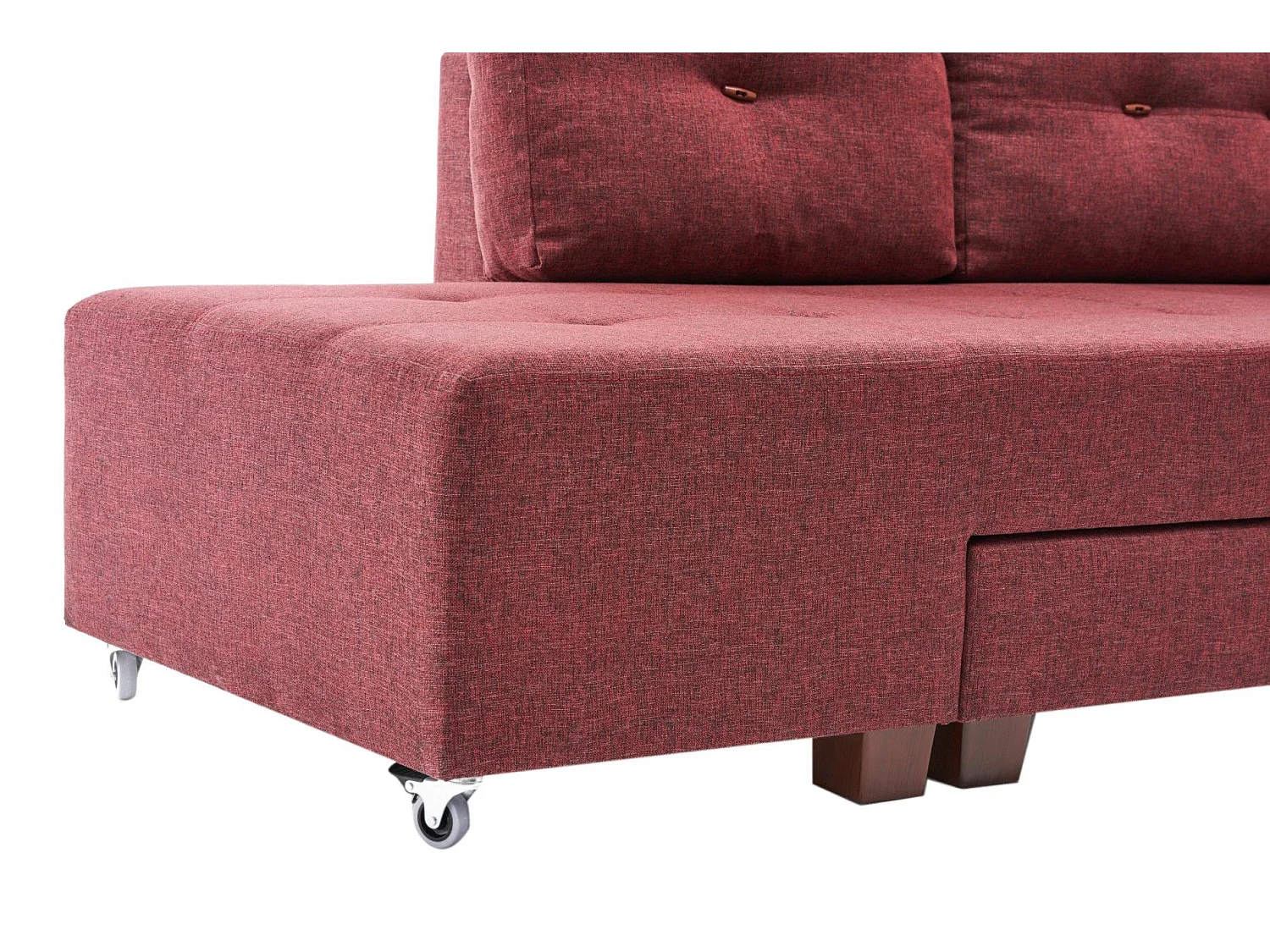 Canapé d'angle gauche convertible Rhodes Tissu Bordeaux