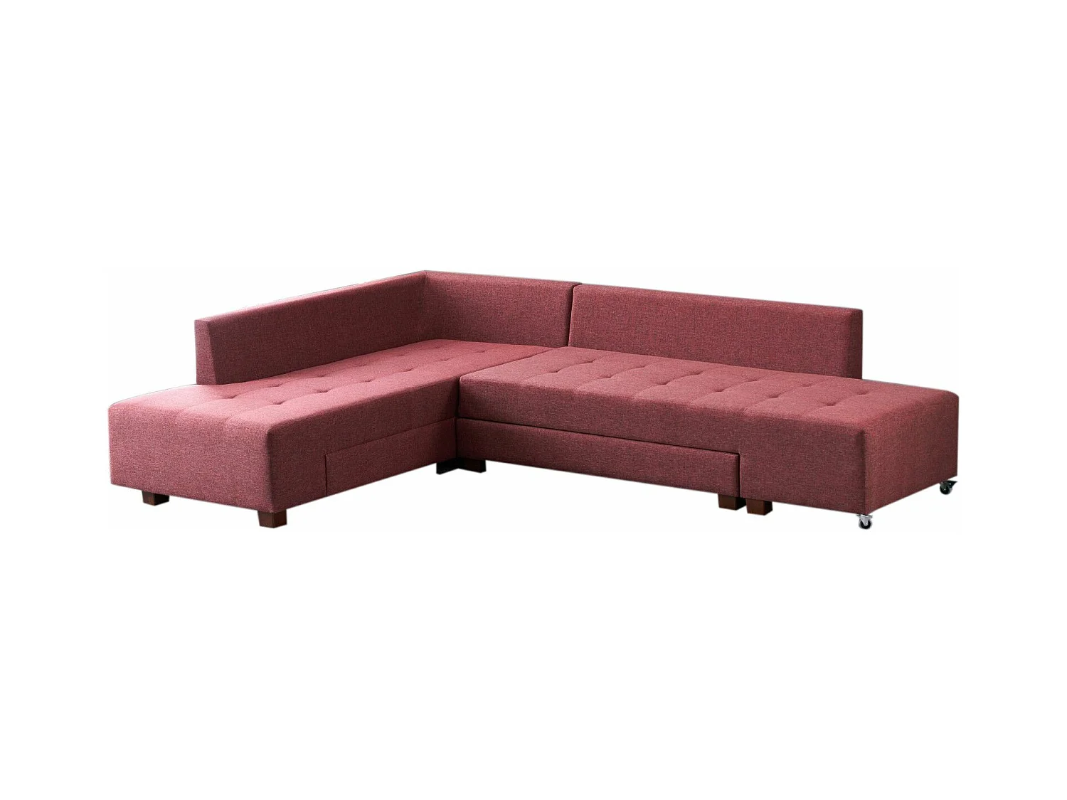 Canapé d'angle gauche convertible Rhodes Tissu Bordeaux