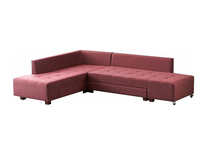 Canapé d'angle gauche convertible Rhodes Tissu Bordeaux