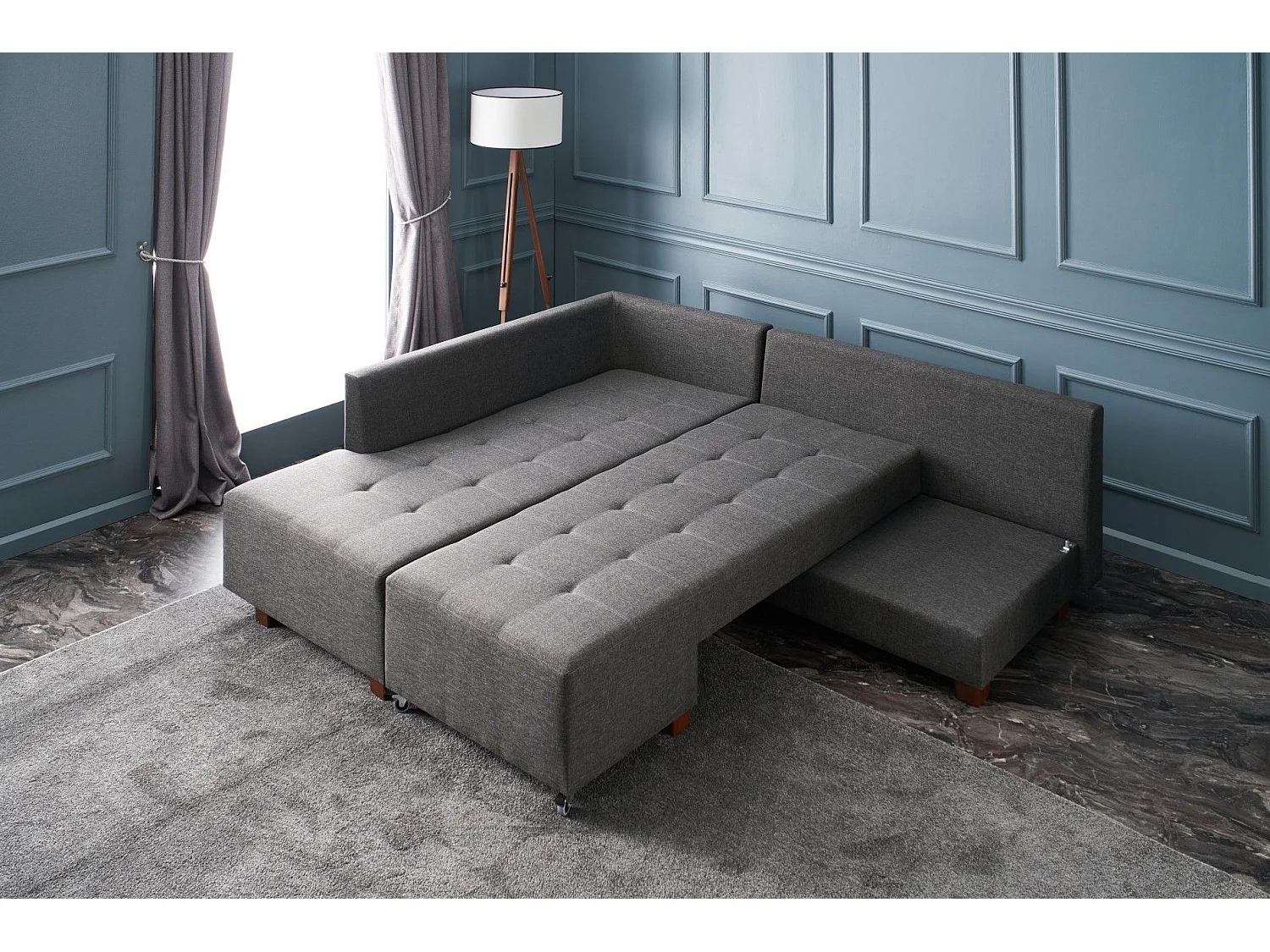 Sofá rinconero Altadena 296, Gris, Función de descanso, 282x206x85cm