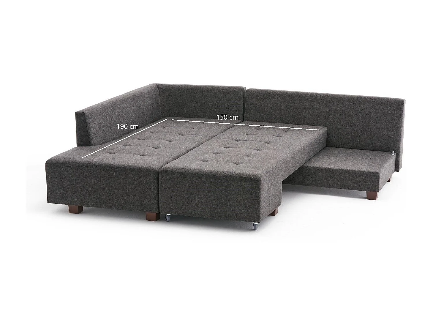 Canapé d'angle gauche convertible Rhodes Tissu Anthracite