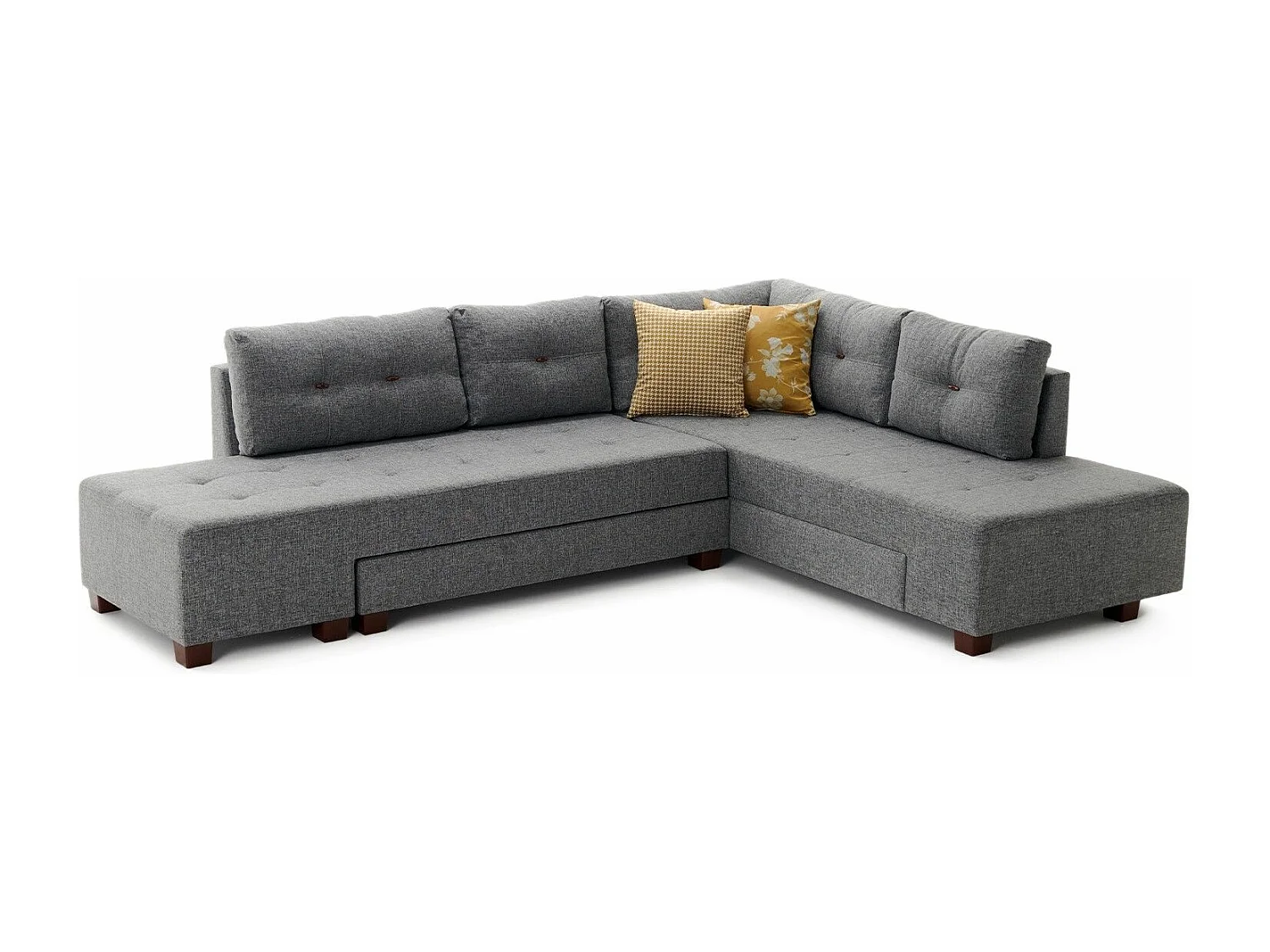 Divona grijze stoffen converteerbare hoekbank 282 cm-Model Juiste hoek