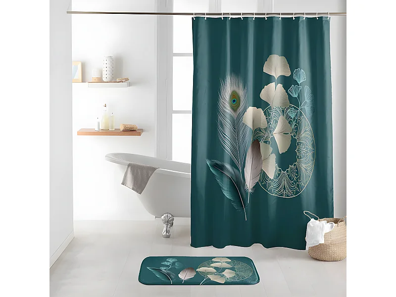 Rideau de Douche "Ginkoblue" 180x200cm Vert