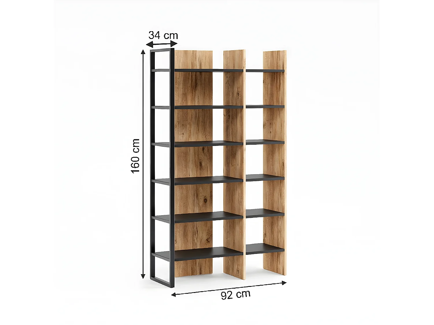 Bibliothèque Giusi, Noyer, 90x30x183 cm, EPIKASA