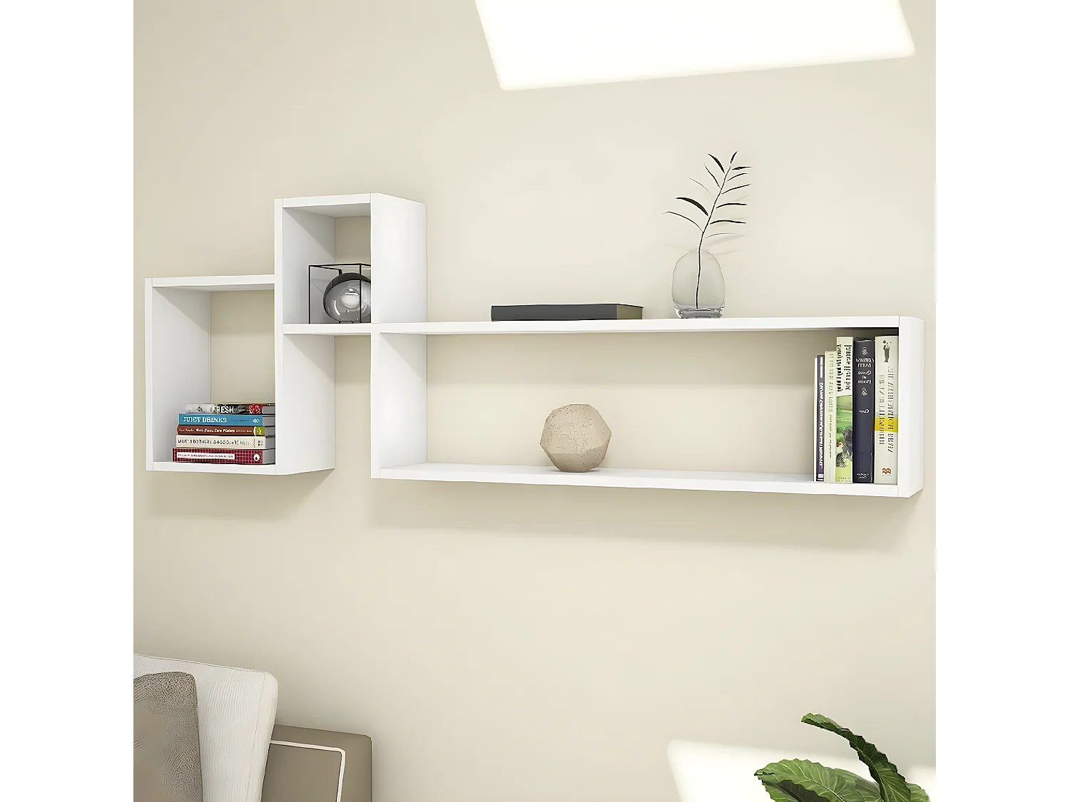 Étagère Olivia, Blanc, 155x22x55 cm, EPIKASA