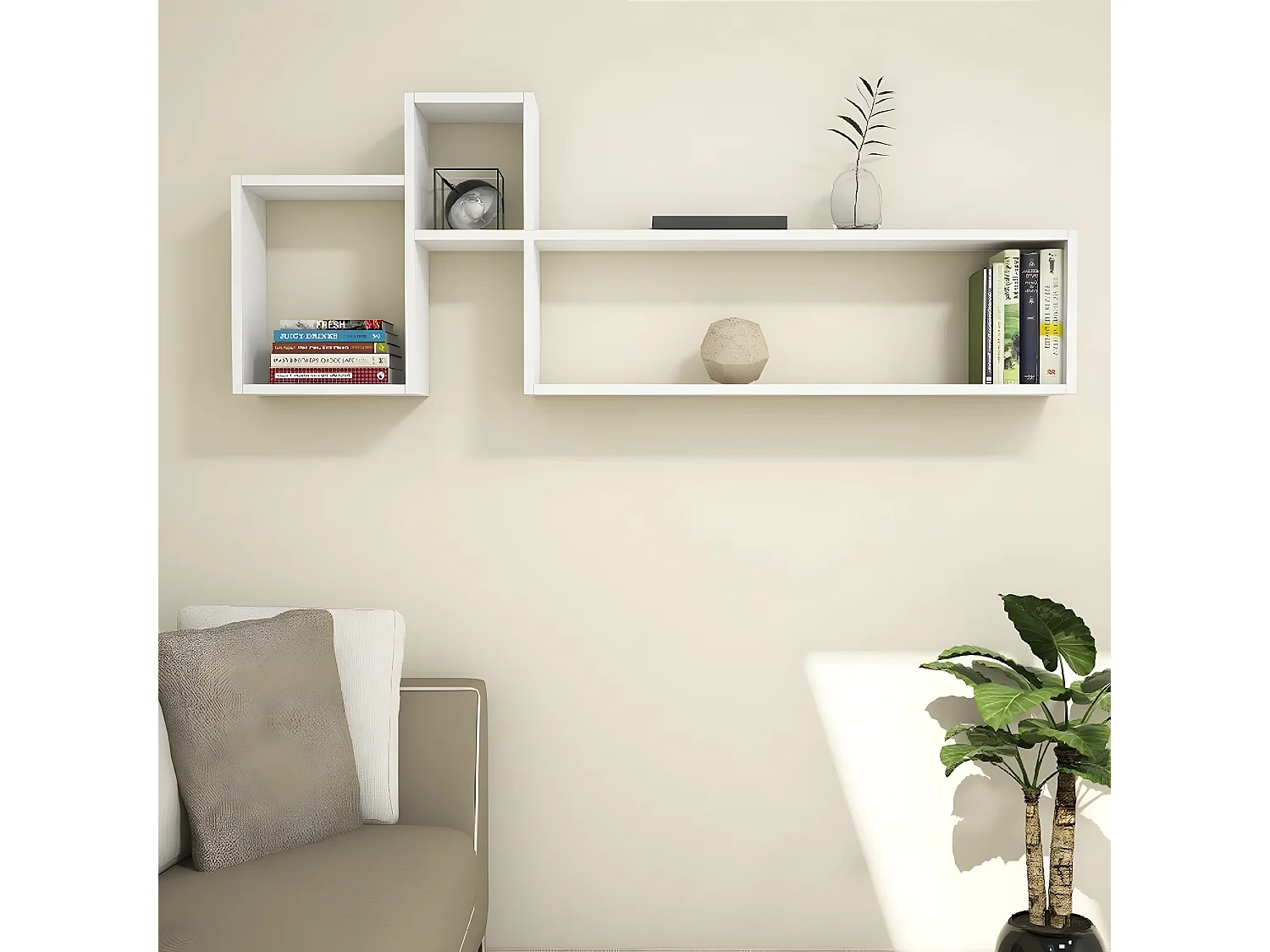 Étagère Olivia, Blanc, 155x22x55 cm, EPIKASA