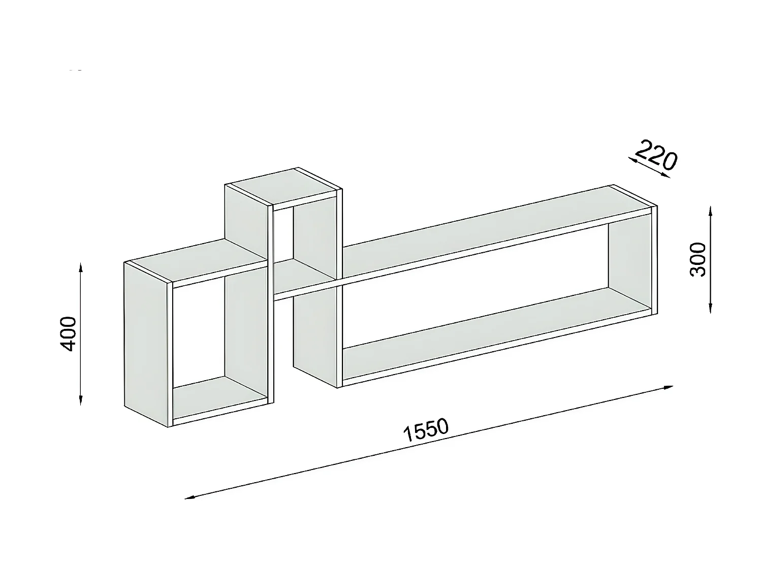 Étagère Olivia, Blanc, 155x22x55 cm, EPIKASA