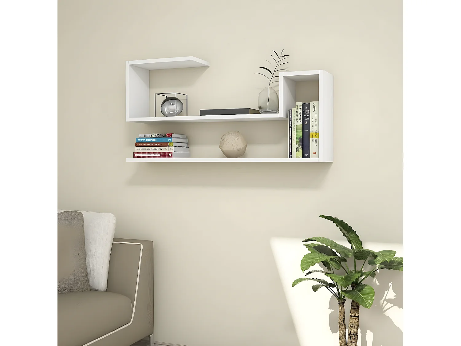 Étagère Ginevra, Blanc, 100x22x50 cm, EPIKASA