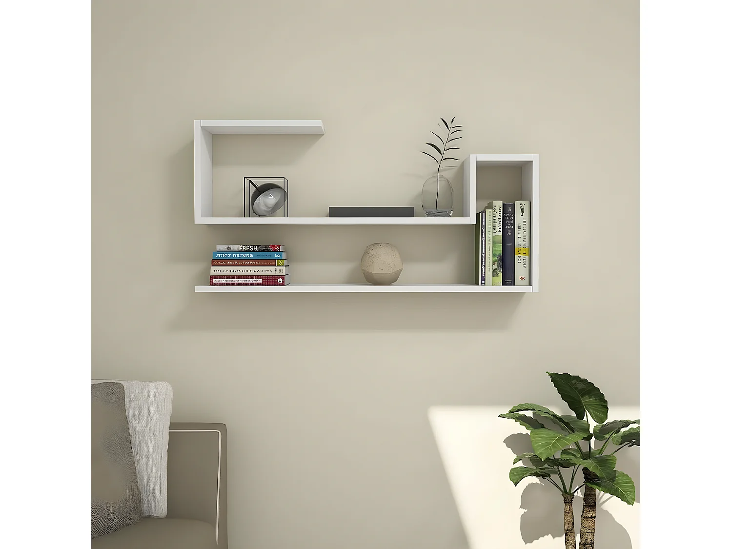 Étagère Ginevra, Blanc, 100x22x50 cm, EPIKASA