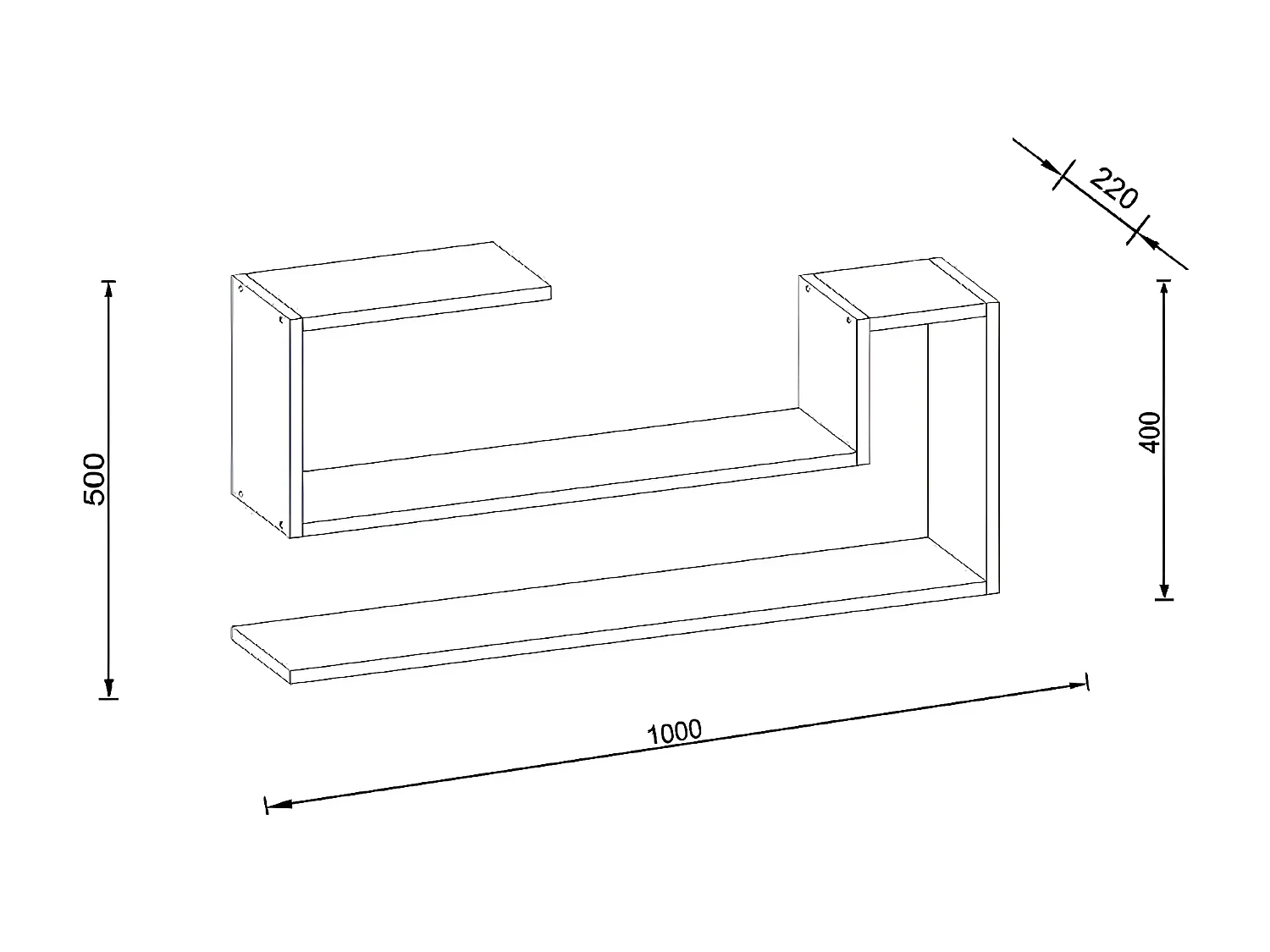 Étagère Ginevra, Blanc, 100x22x50 cm, EPIKASA
