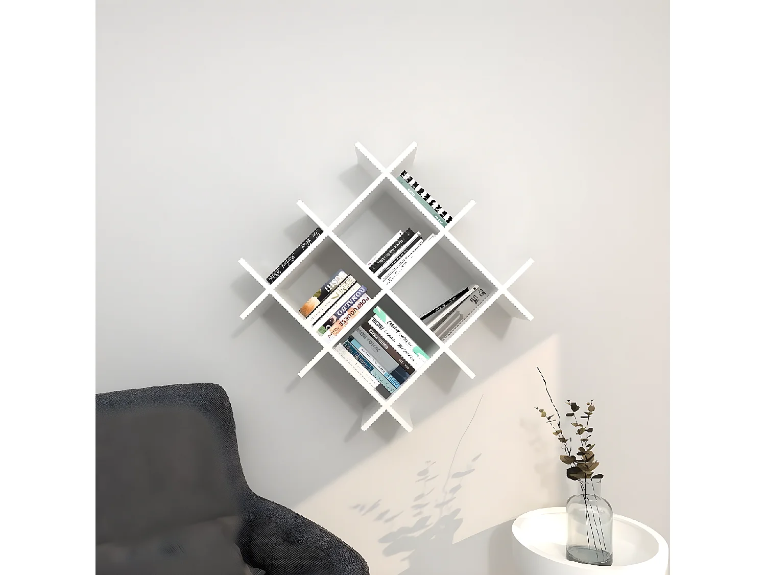 Étagère Gisella, Blanc, 75x27x75 cm, EPIKASA