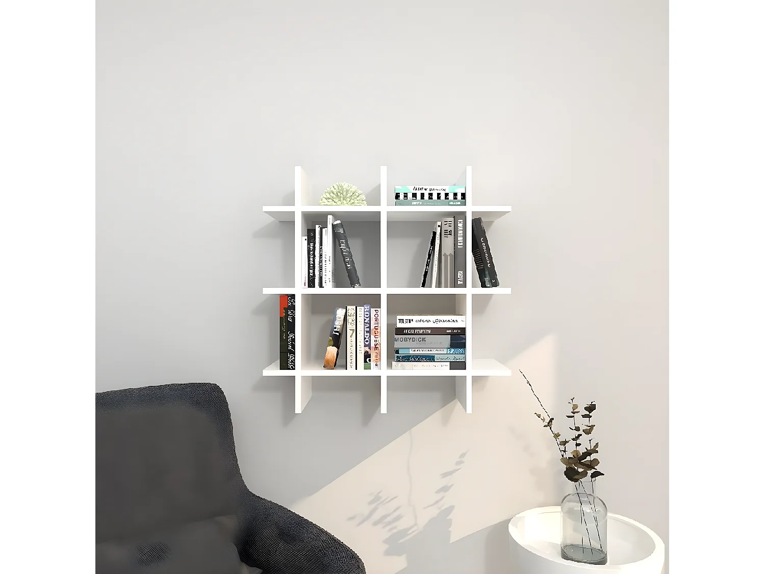 Étagère Gisella, Blanc, 75x27x75 cm, EPIKASA