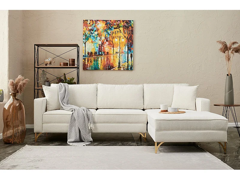 Sofá rinconero Altadena 338, De color marrón claro, 258x181x83cm