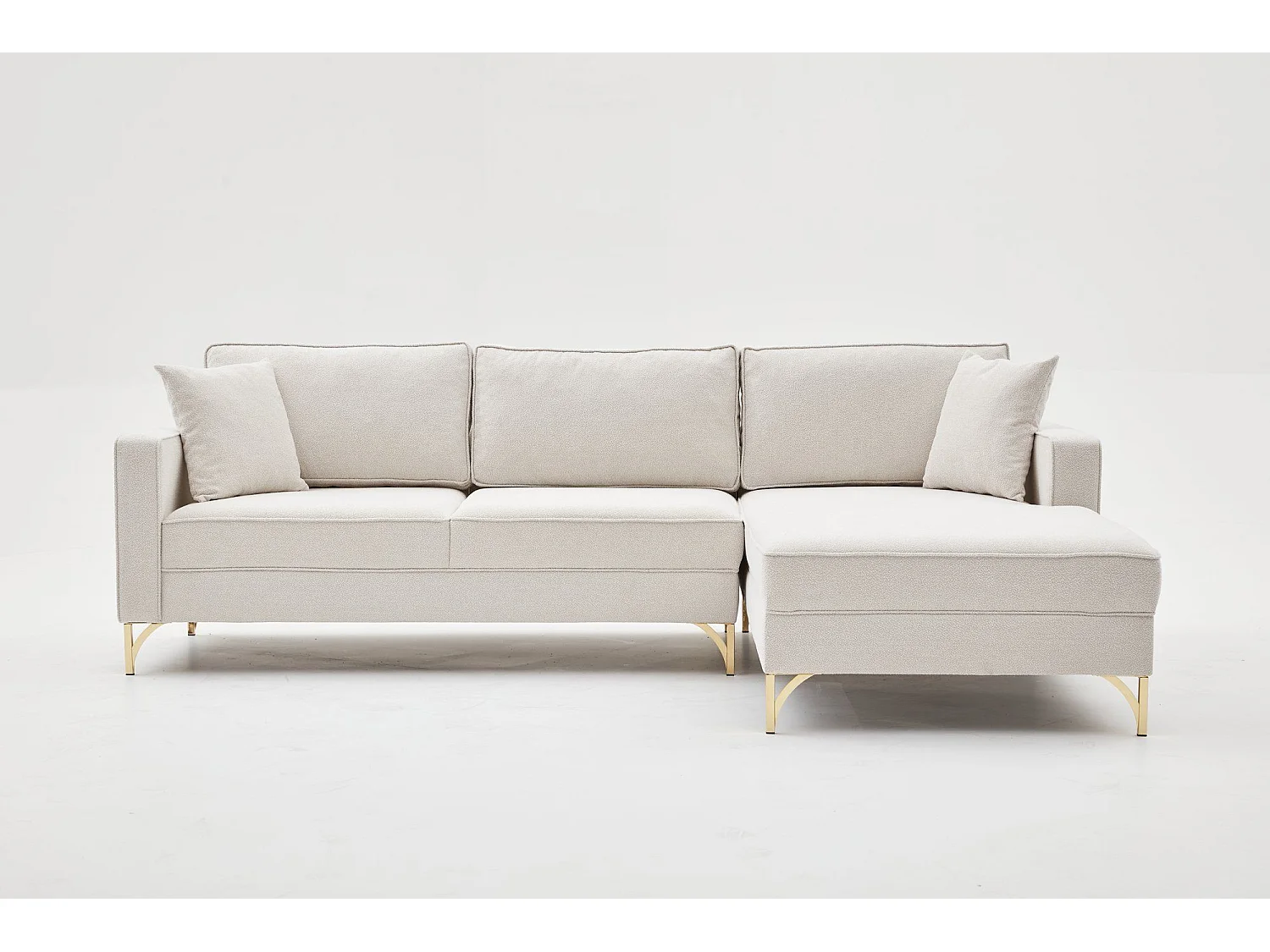 Sofá rinconero Altadena 338, De color marrón claro, 258x181x83cm