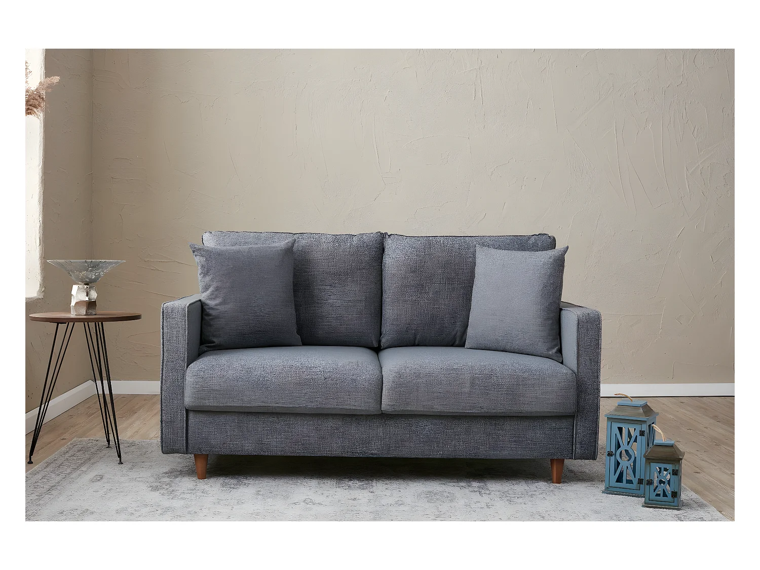 Canapé 2 places moderne Evania Tissu Gris