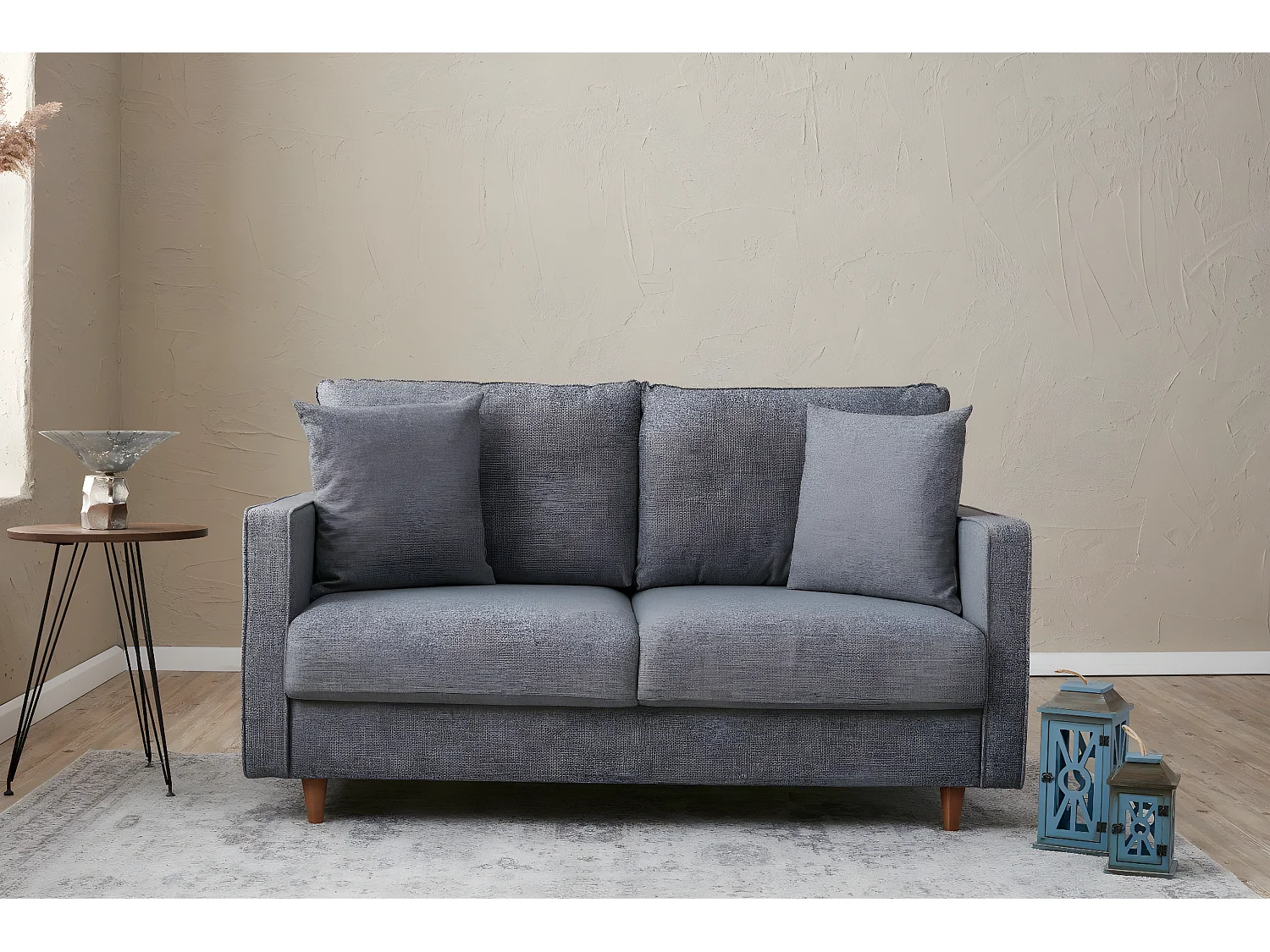 Canapé 2 places moderne Evania Tissu Gris