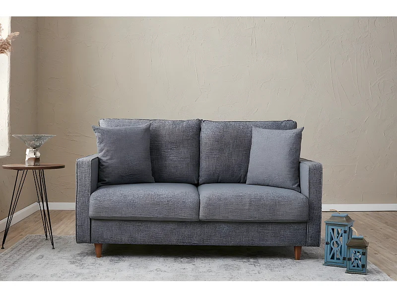 Canapé 2 places moderne Evania Tissu Gris