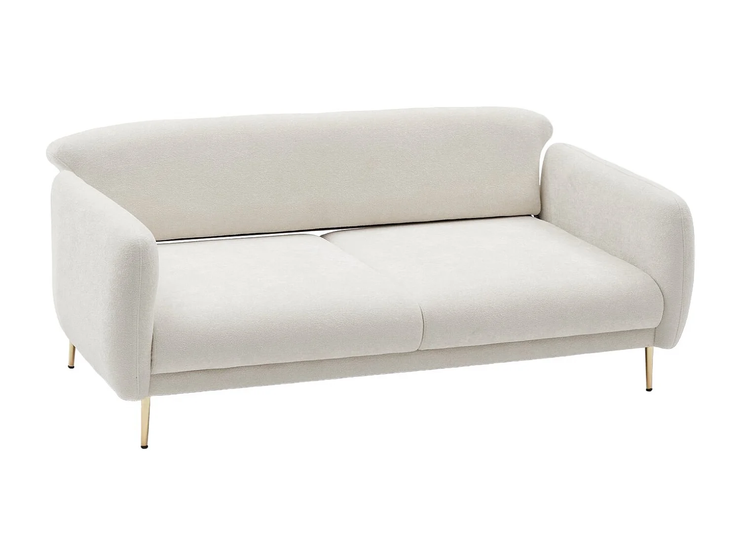 Canapé 3 places convertible pied doré Juanita Tissu Blanc crème