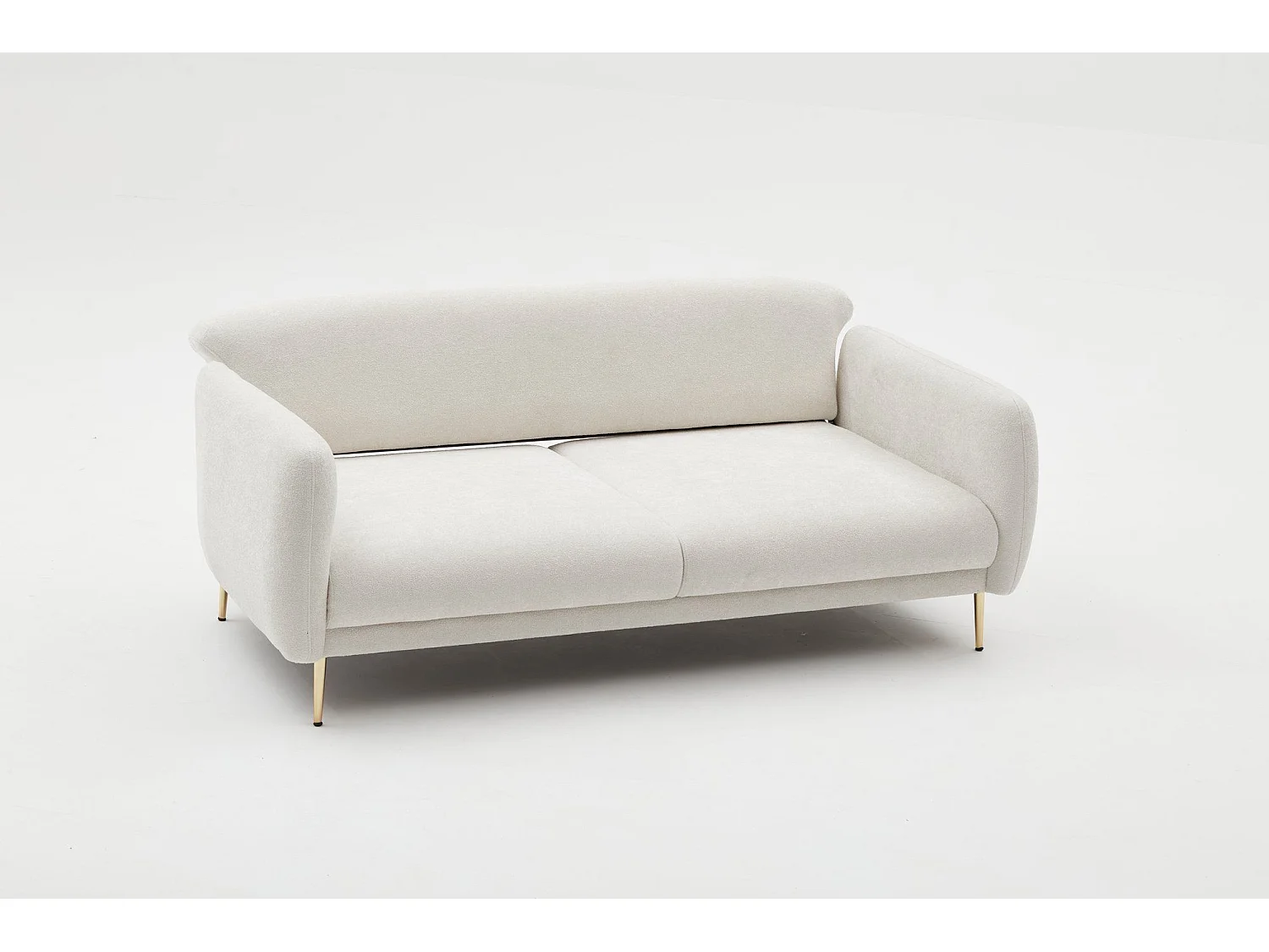 Birka slaapbank in stof en gouden poten 210 cm-Kleur Wit