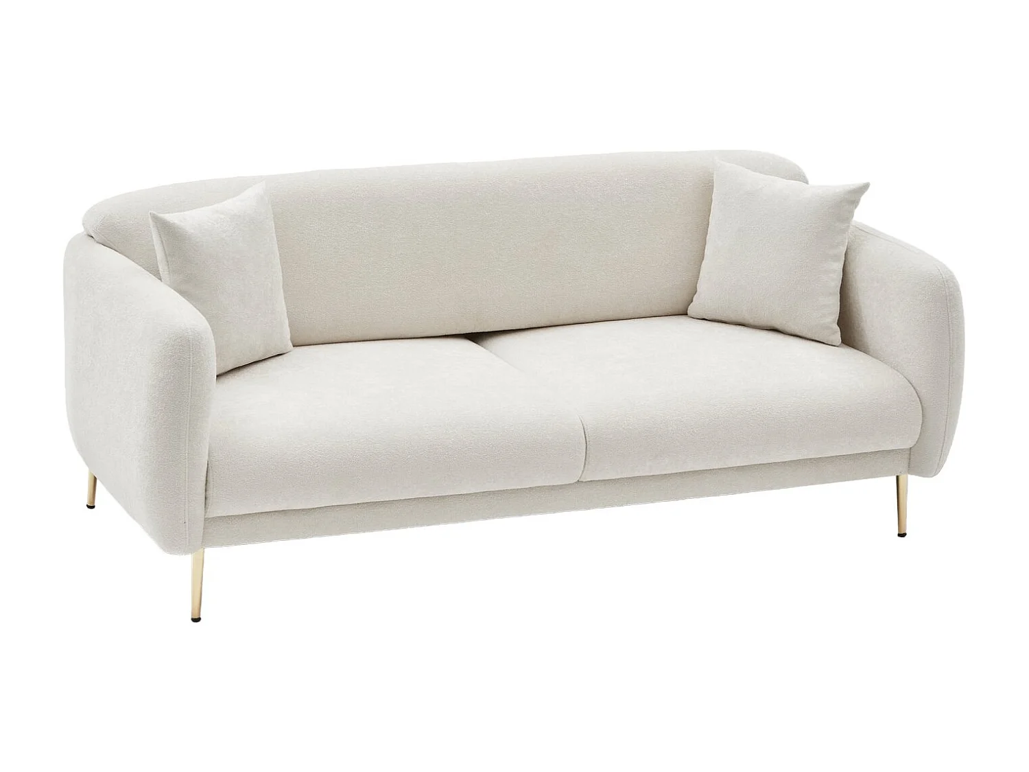 Birka slaapbank in stof en gouden poten 210 cm-Kleur Wit