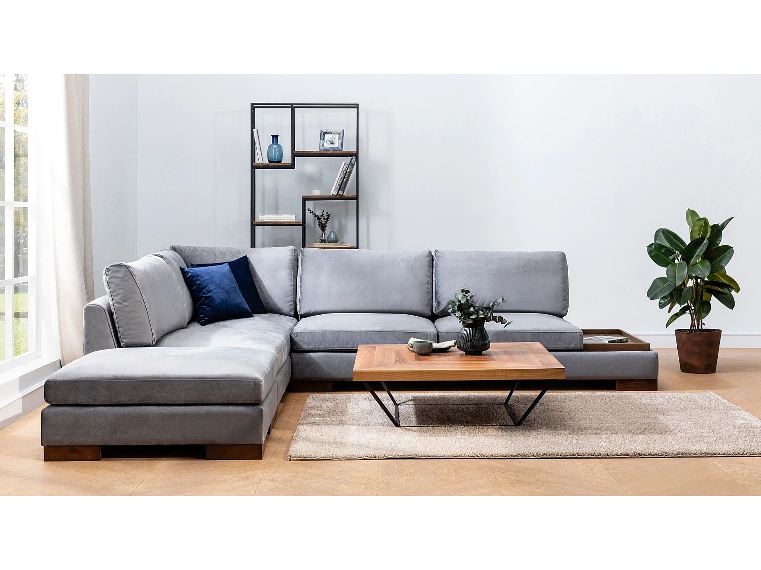 Sofá rinconero Altadena 448, Gris, 313x193x80cm