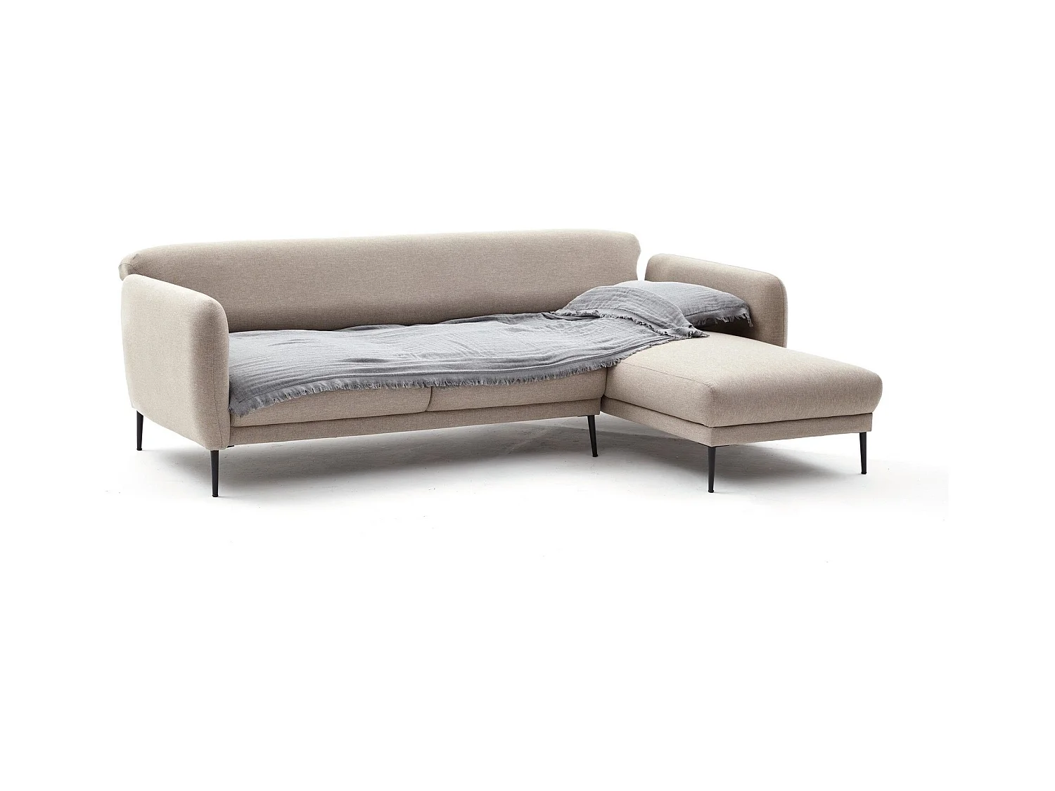 Canapé d'angle à droite Juanita Tissu Blanc crème