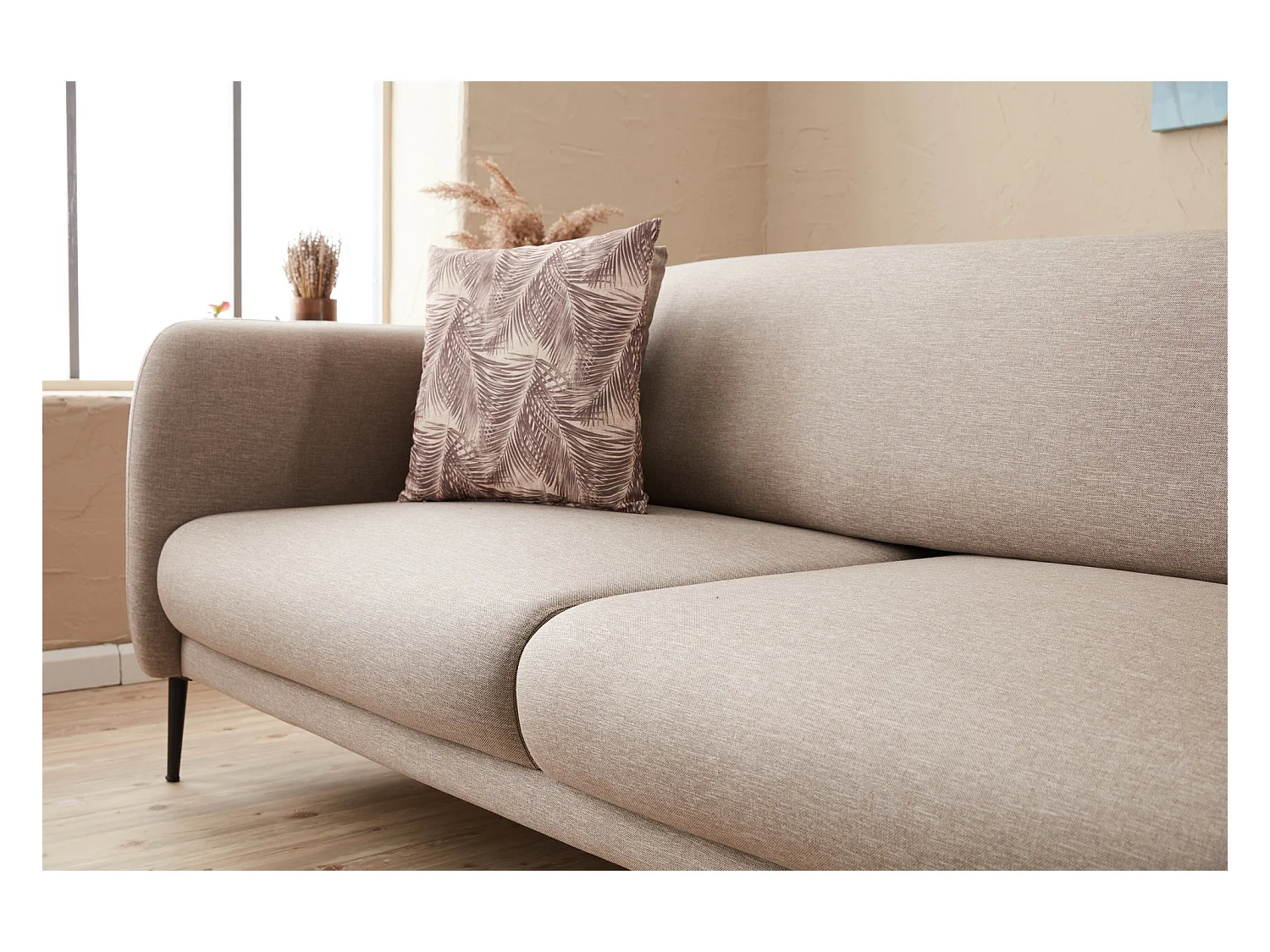 Canapé d'angle à droite Juanita Tissu Blanc crème