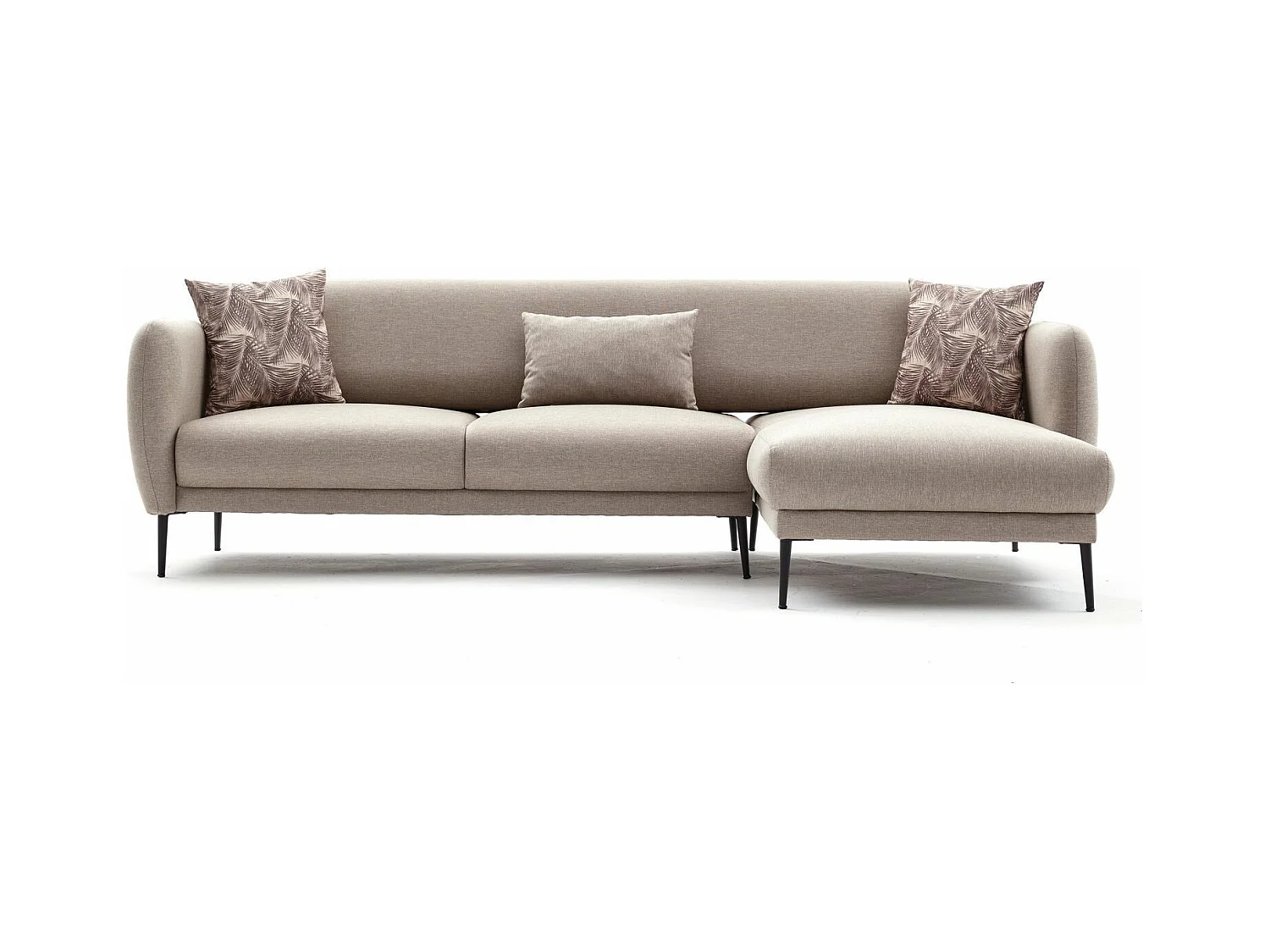 Canapé d'angle à droite Juanita Tissu Blanc crème