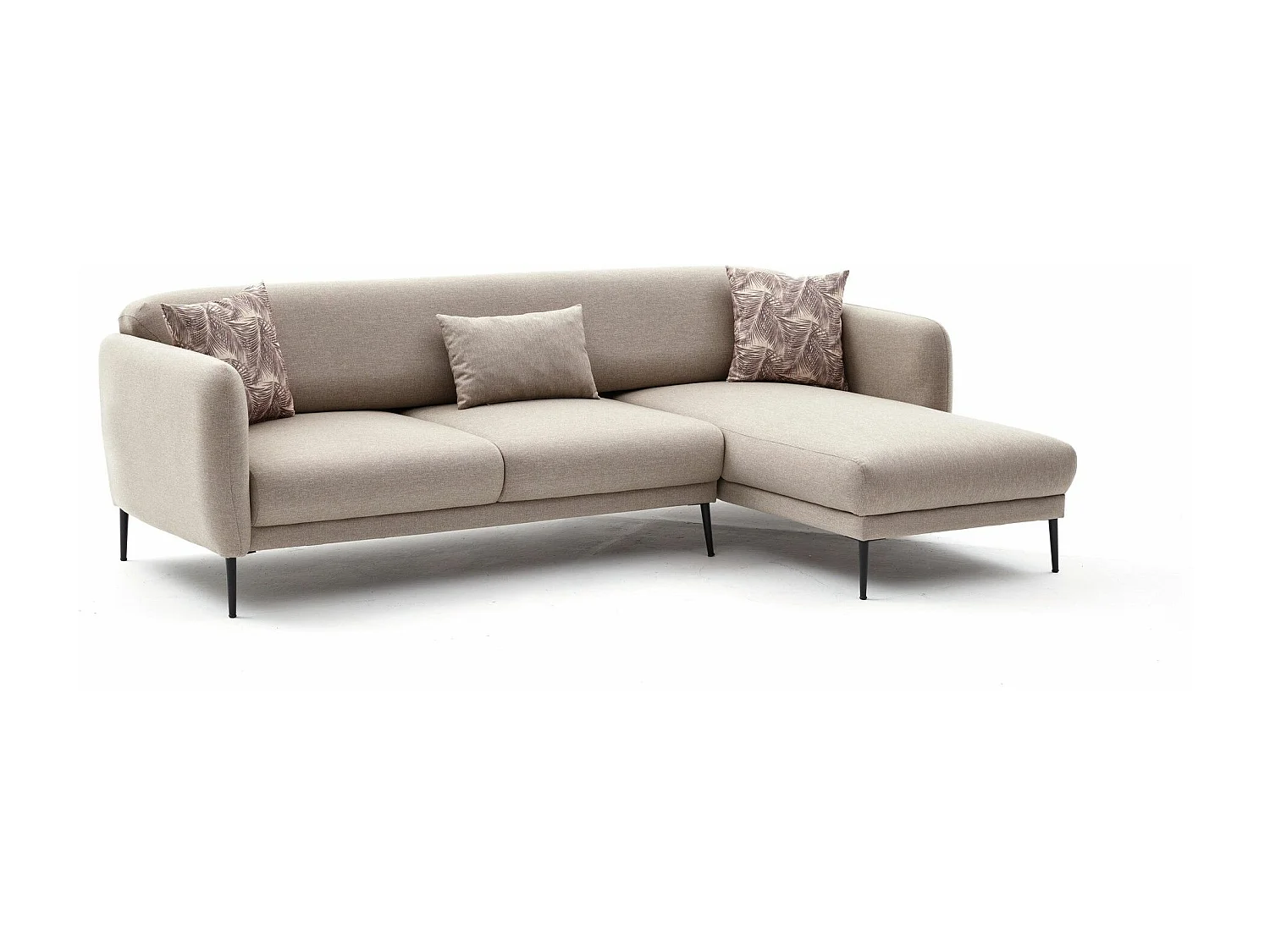 Moderne rechterhoekbank lichtbeige stof Valiko 265 cm