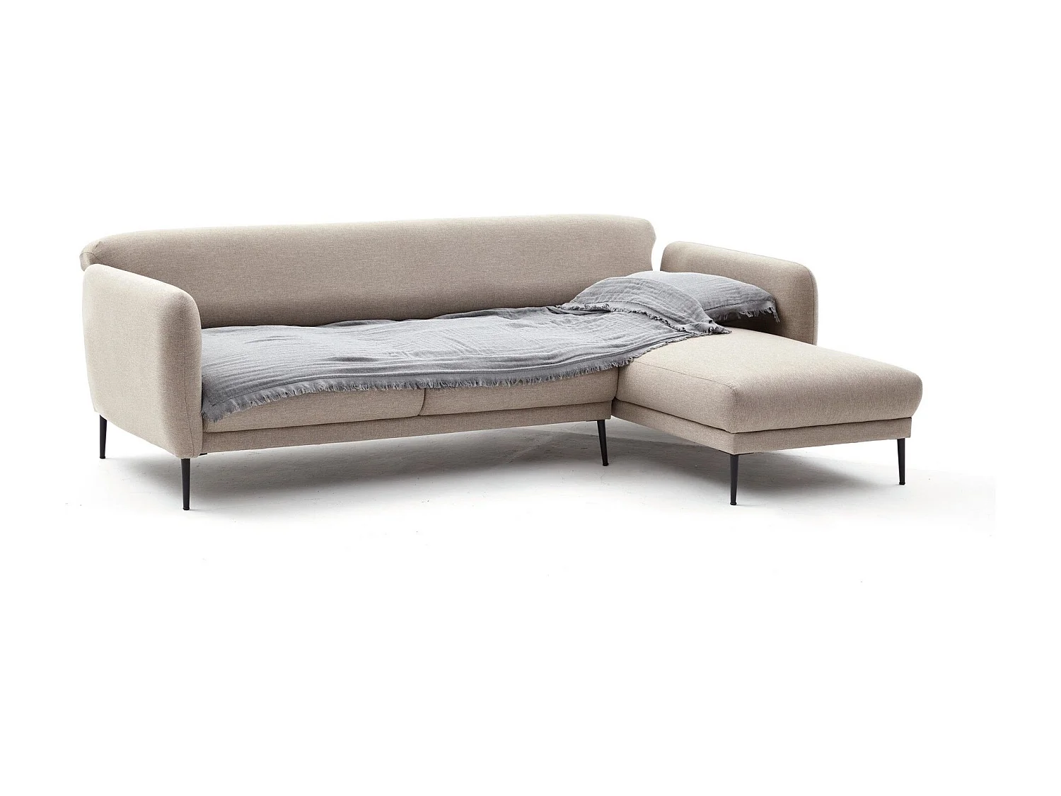 Moderne rechterhoekbank lichtbeige stof Valiko 265 cm