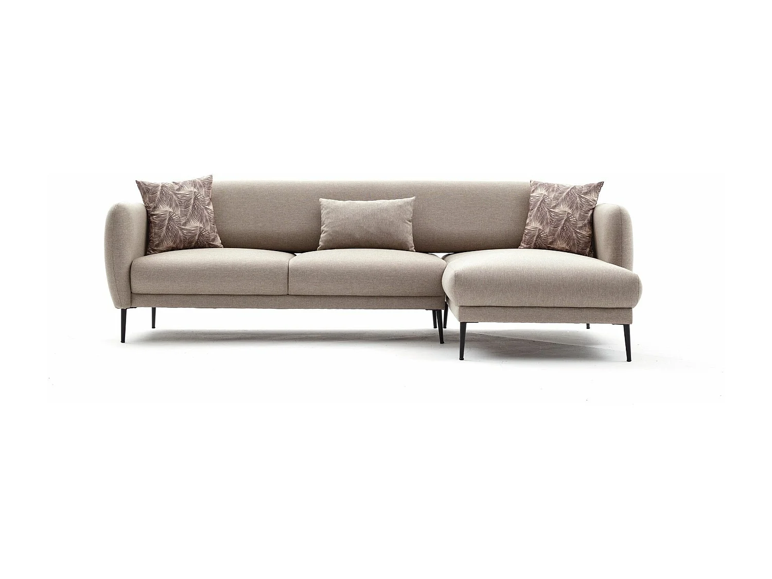 Moderne rechterhoekbank lichtbeige stof Valiko 265 cm