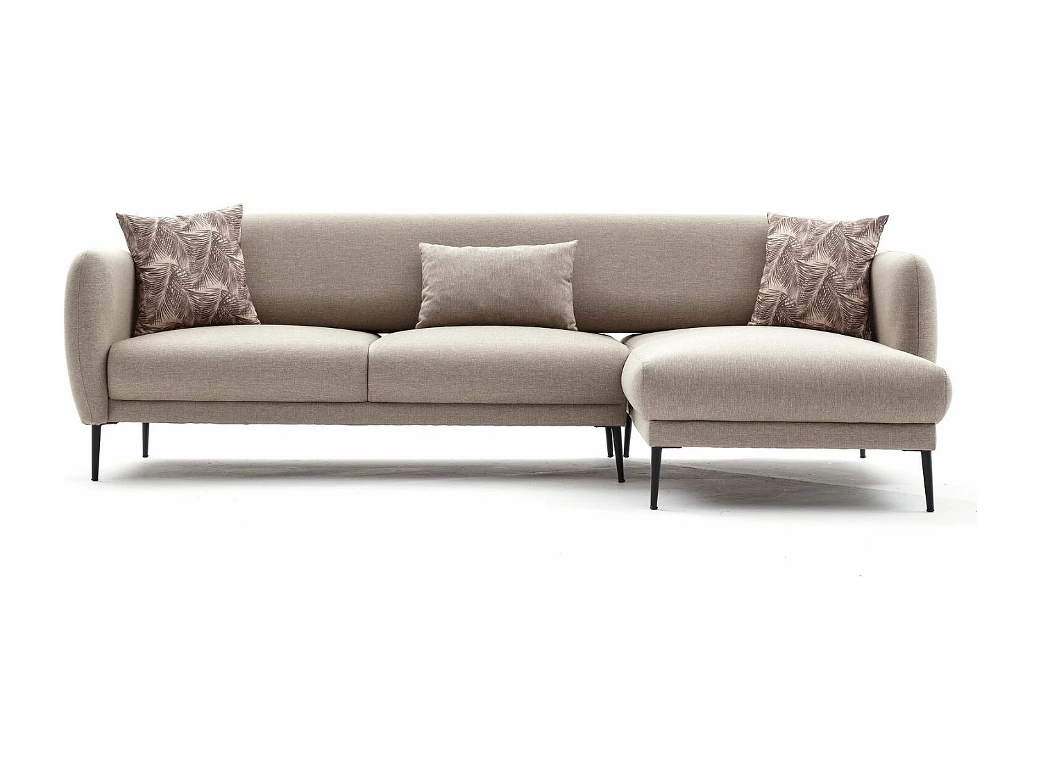 Moderne rechterhoekbank lichtbeige stof Valiko 265 cm