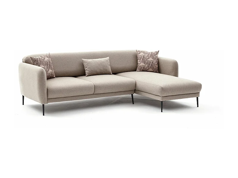 Canapé d'angle à droite Juanita Tissu Blanc crème