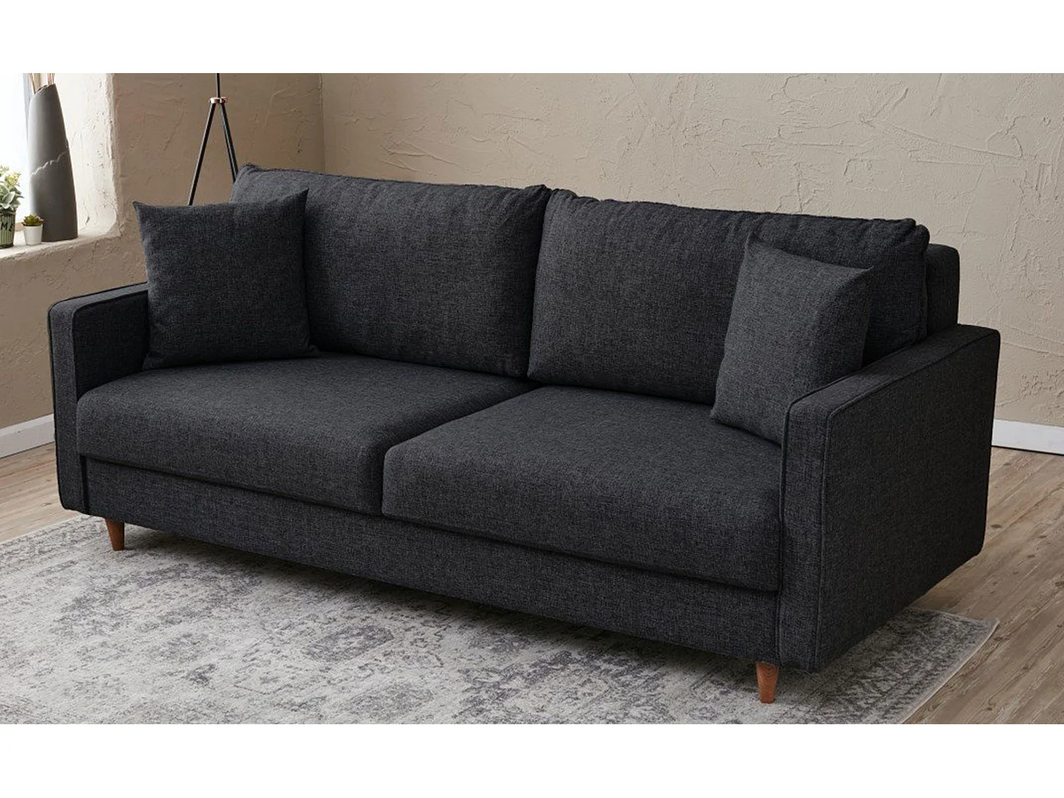 Canapé 3 places moderne Evania Tissu Gris anthracite