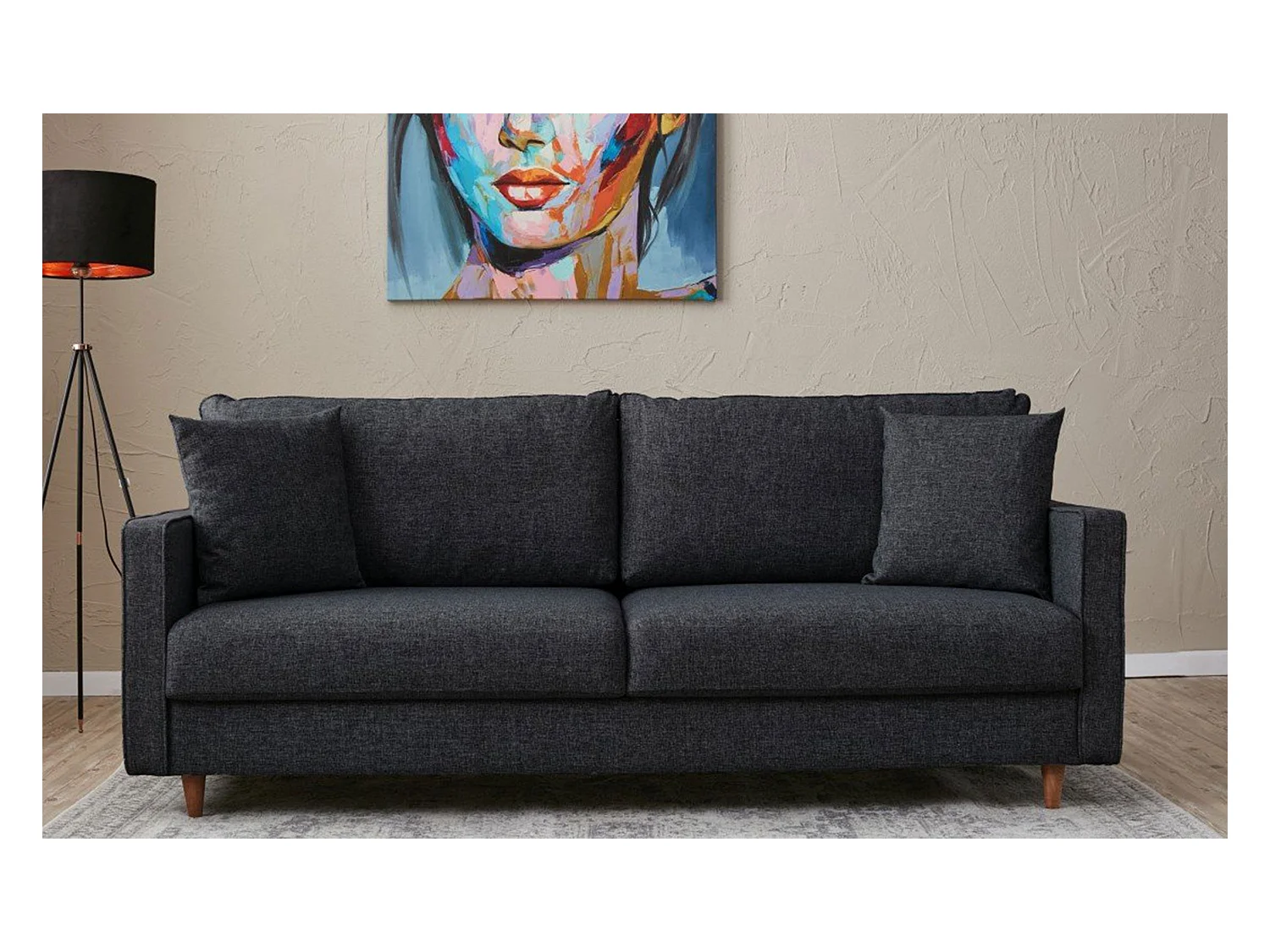 Canapé 3 places moderne Evania Tissu Gris anthracite