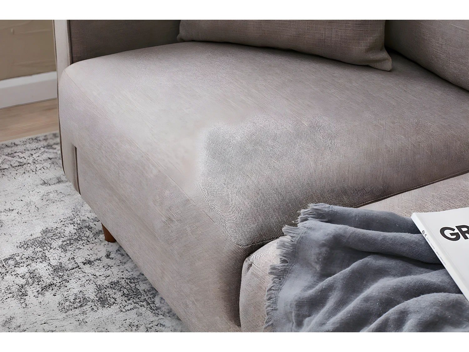 2-zits rechte bank in lichtbeige stof Melano 155 cm