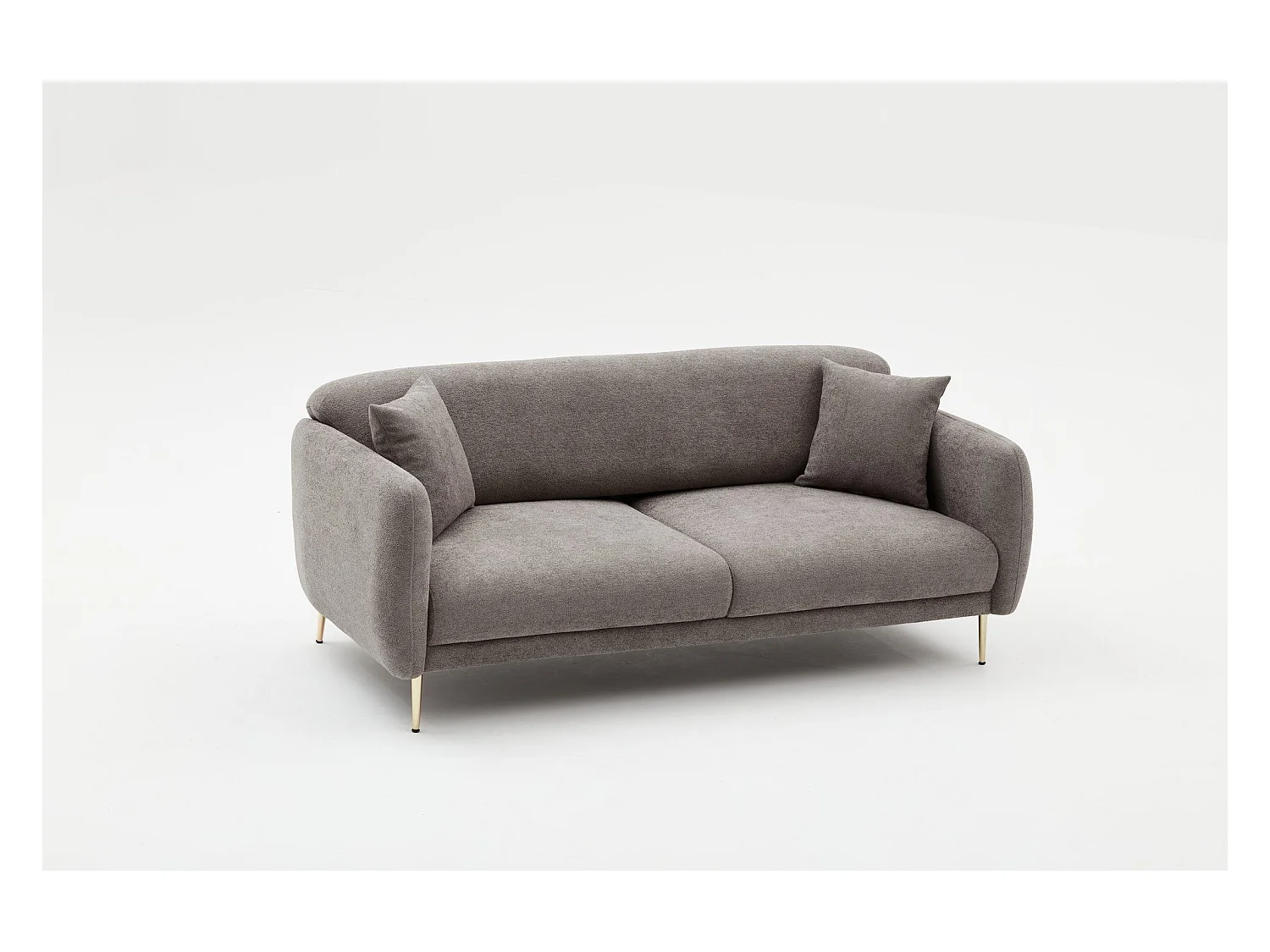 Birka slaapbank in stof en gouden poten 210 cm-Kleur Grijs
