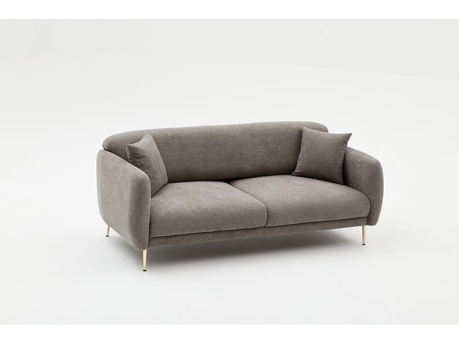 Birka slaapbank in stof en gouden poten 210 cm-Kleur Grijs