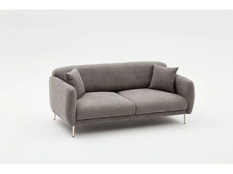 Canapé 3 places convertible pied doré Juanita Tissu Gris