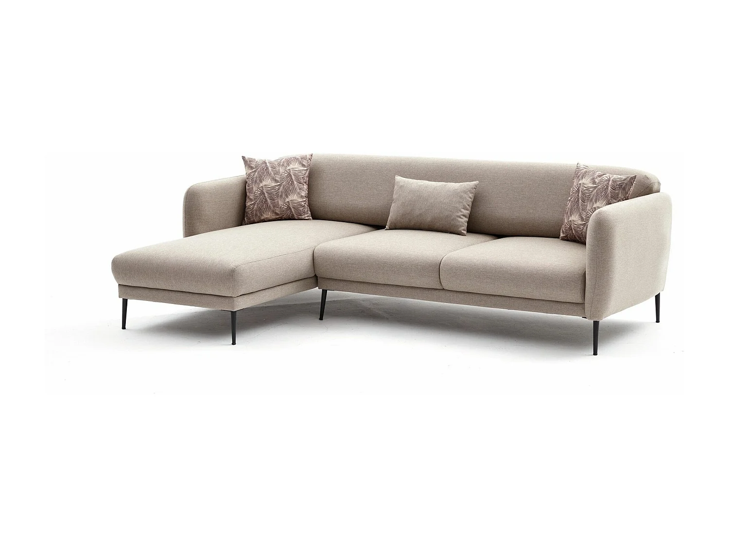 Moderne hoekbank links lichtbeige stof Valiko 265 cm