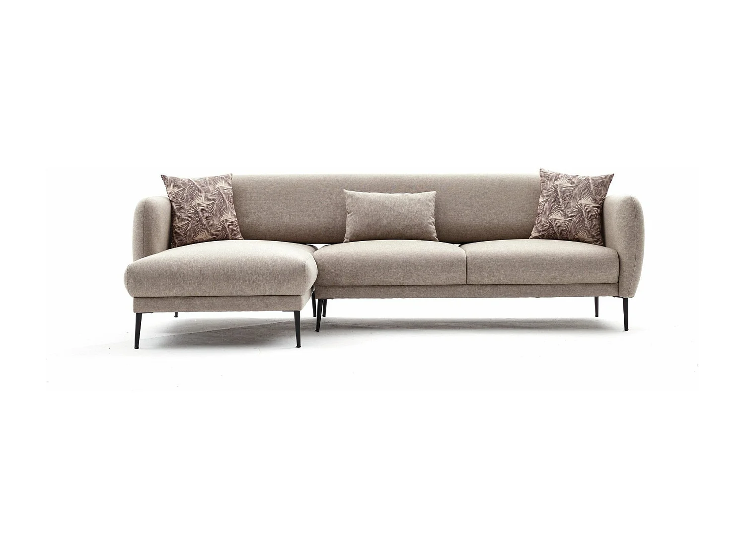 Moderne hoekbank links lichtbeige stof Valiko 265 cm