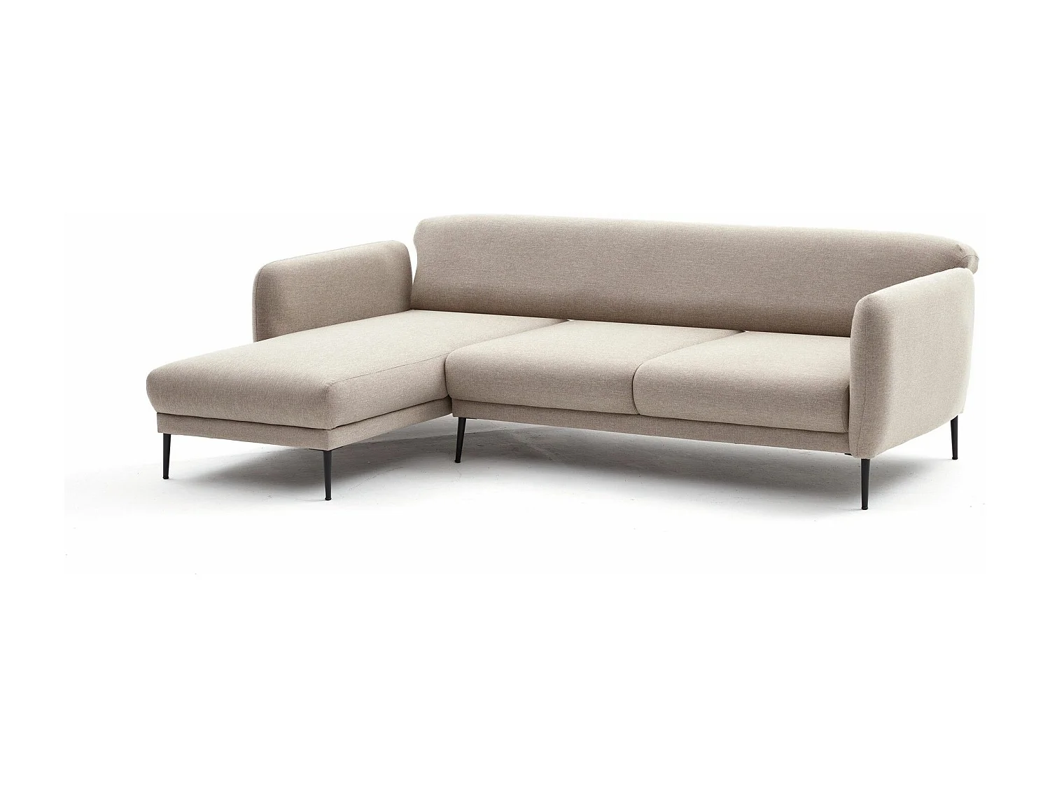 Moderne hoekbank links lichtbeige stof Valiko 265 cm