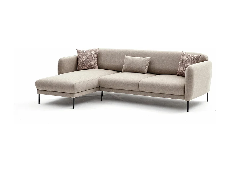 Canapé d'angle à gauche Juanita Tissu Blanc crème