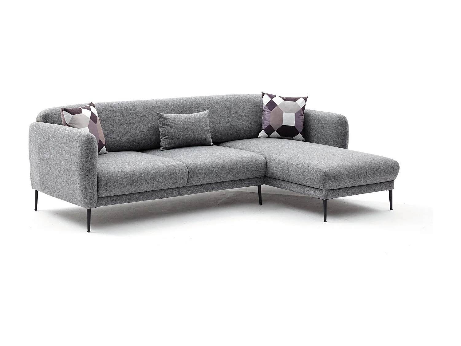 Canapé d'angle à droite Juanita Tissu Gris clair