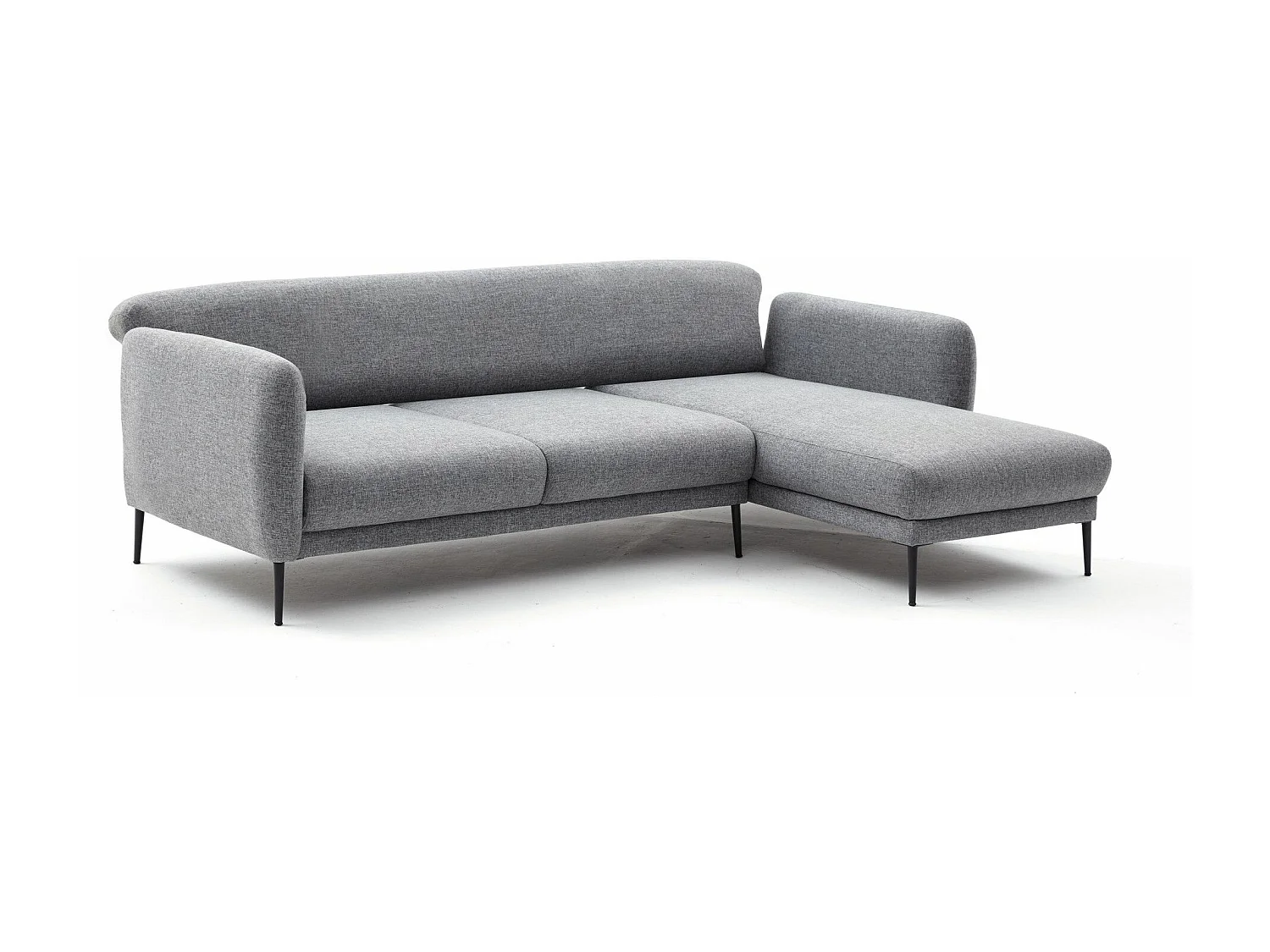 Canapé d'angle à droite Juanita Tissu Gris clair