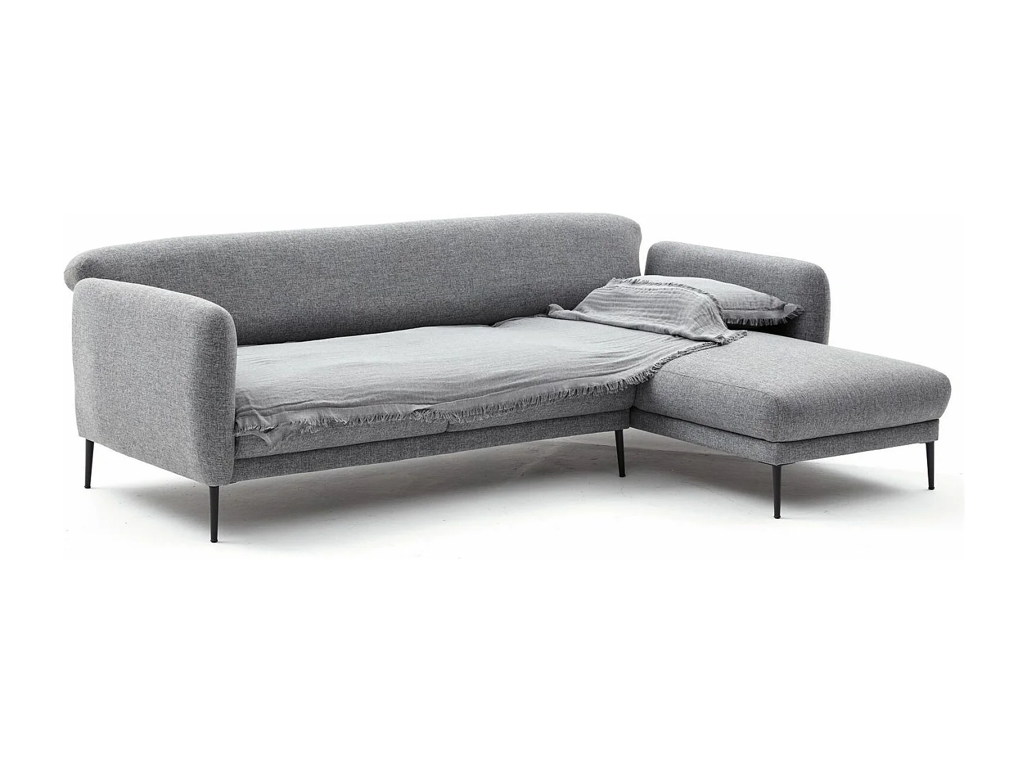 Moderne hoekbank rechts lichtgrijs stof Valiko 265 cm