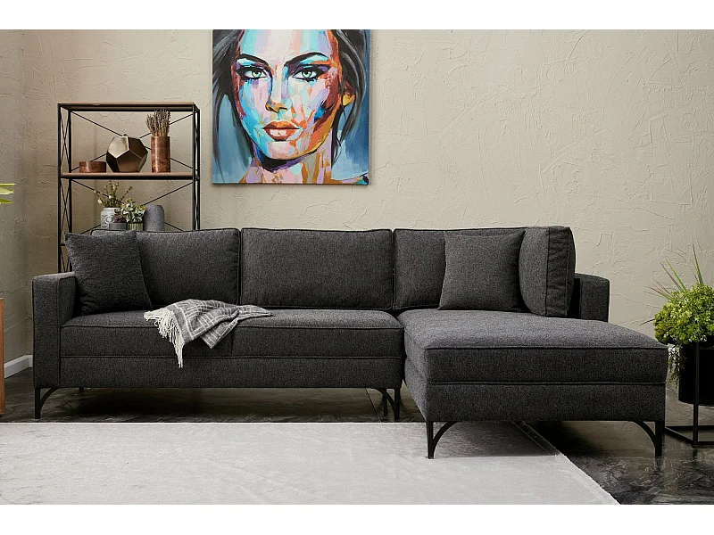 Divano angolare Altadena 338, Grigio, 258x181x83cm